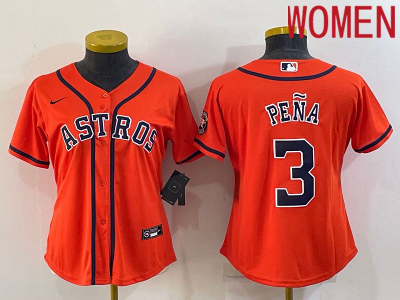 Women Houston Astros 3 Pena Orange Game Nike 2022 MLB Jersey